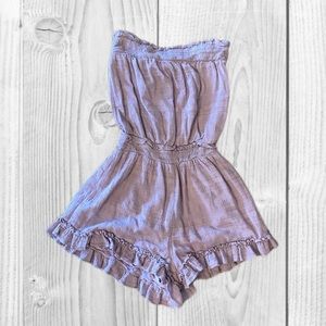 Lavender Strapless Smock Waist Romper